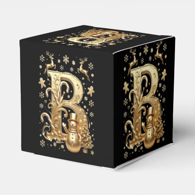 Ballotins Royal Gold Letter B Luxury Snowman Favor Box (Arrière)