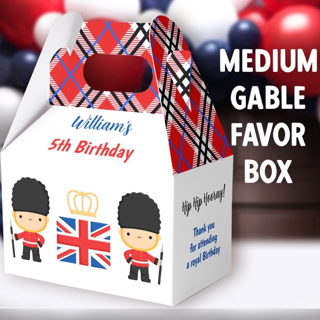 Ballotins Royal London Guards British Boy Birthday Medium (London Guards Medium Gable Favor Boxes - You can choose from 3 sizes of these gable favor boxes)