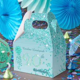 Ballotins Ruban à paillettes bleu sarcelle magnifique 20e an