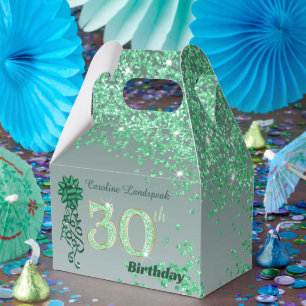 Ballotins Ruban à paillettes vertes magnifiques 30e annivers
