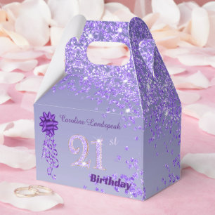 Ballotins Ruban à paillettes violet magnifique 21e anniversa