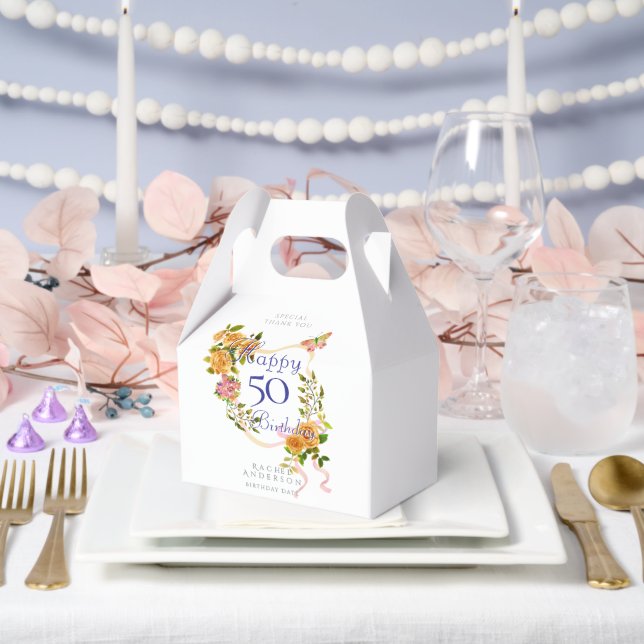 Ballotins Ruban de rose dorée 50e anniversaire  (Mariage)