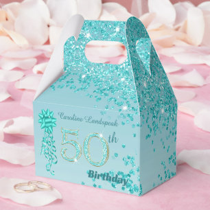 Ballotins Ruban Pailleté Bleu Turquoise Magnifique 50e Anniv
