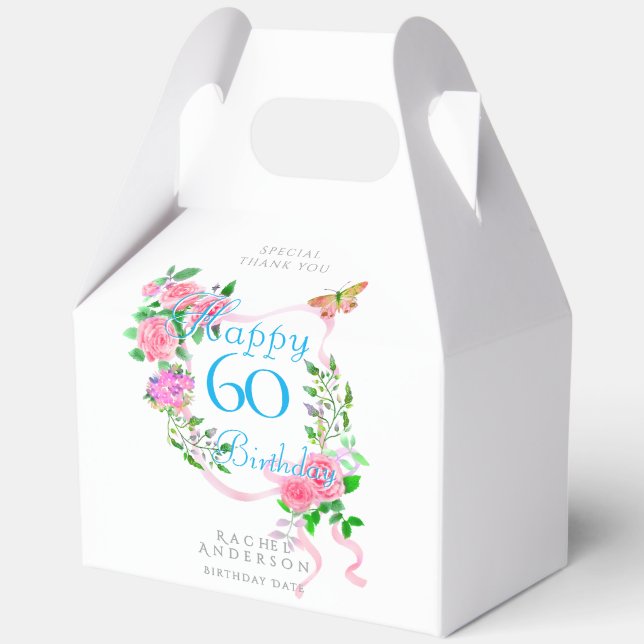 Ballotins Rubans de rose rose pour 60 ans  (Recto)