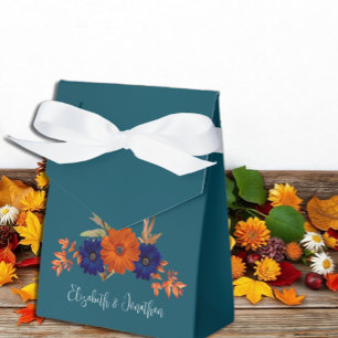 Ballotins Rustique Automne Orange Navy Bleu Floral Mariage