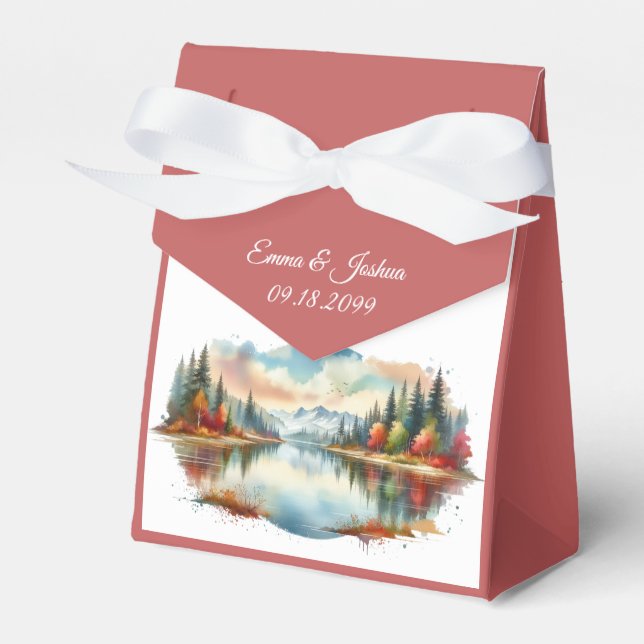 Ballotins Rustique Autumn Lakeside Mariage forestier (Verso)