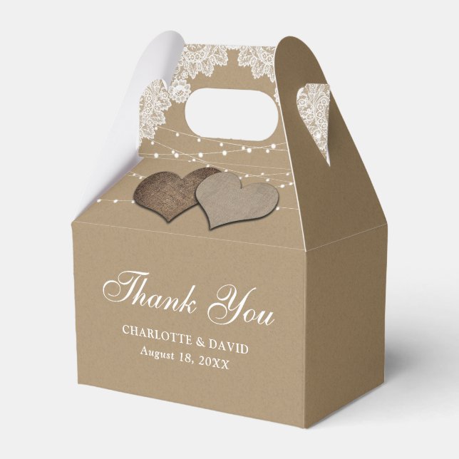 Ballotins Rustique Pays Kraft Mariage de dentelle papier (Verso)