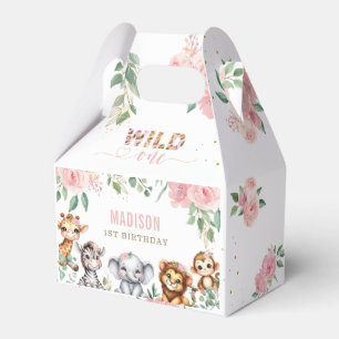 Ballotins Safari Animal Wild One rose Floral 1er anniversair