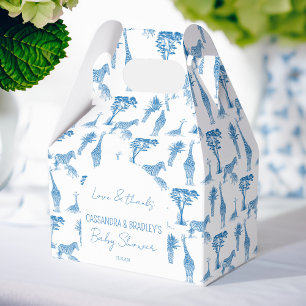 Ballotins Safari bleu toile girafe baby shower monogrammé