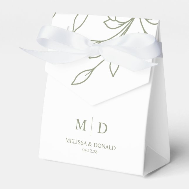 Ballotins Sage Boho Fleurs Mariage Favor Box (Verso)