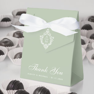 Ballotins Sage Green Mariage Monogramme Crest Merci Script