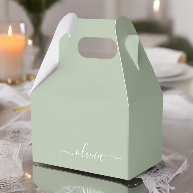 Ballotins Sage Green Minimaliste Moderne Monogramme Élégant (Créateur téléchargé)