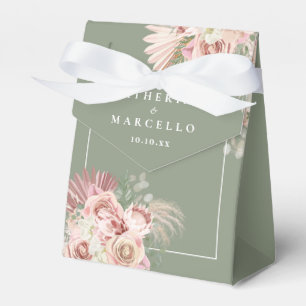 Ballotins Sage Green Pampas Grass Boho Mariage Faveur Box