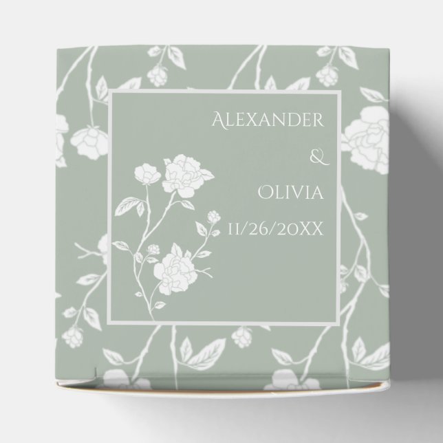 Ballotins Sage Green Rose Mariage Faveur Box (Haut)