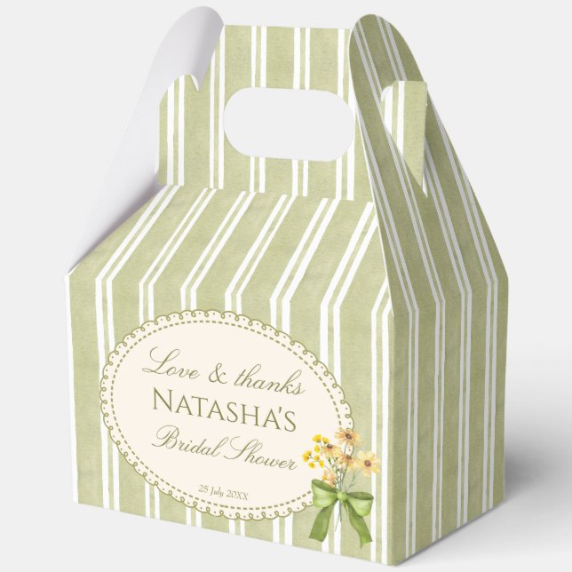 Ballotins Sage green stripes elegant bridal shower favors (Recto)