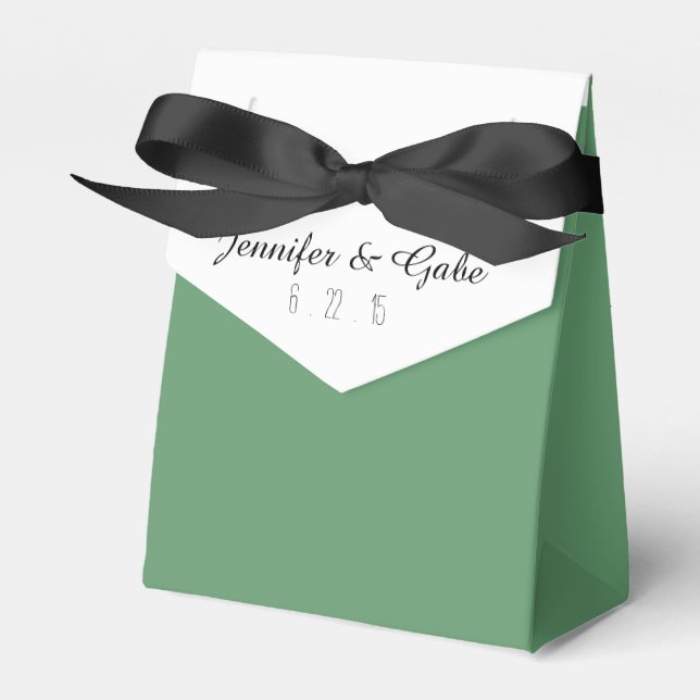 Ballotins Sage Vert Noir et Blanc Mariage Favor Box (Verso)