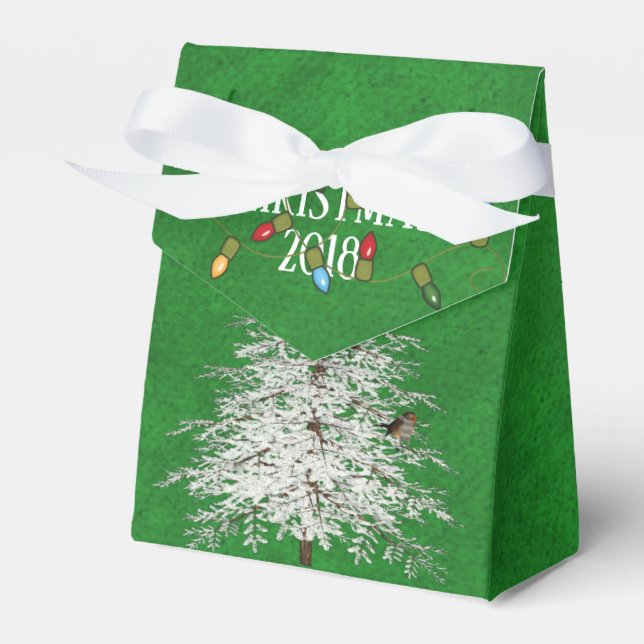 Ballotins sapin de Noël blanc avec oiseau et cloches (Verso)