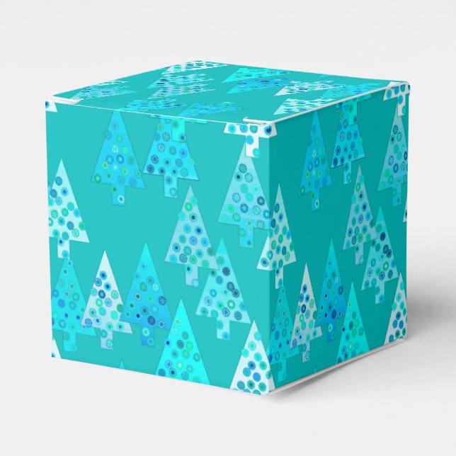 Ballotins Sapins de Noël à fleurs modernes - turquoise (Verso)