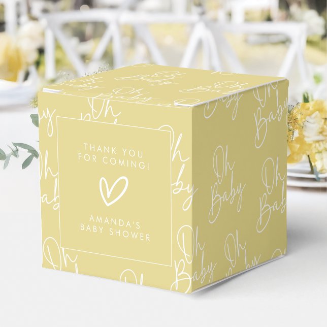 Ballotins Script moderne Jaune Oh Baby Baby shower simple (Créateur téléchargé)