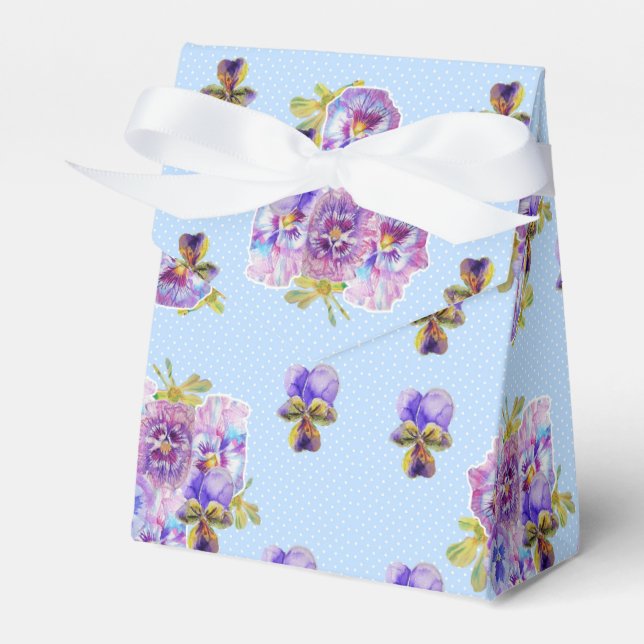 Ballotins Shabby Blue Pansy Floral Dot Party Ballotin (Verso)