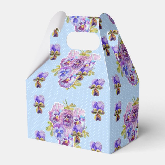 Ballotins Shabby Blue Pansy Floral Dot Party Ballotin (Verso)