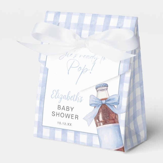 Ballotins She's Ready To Pop Blue Bow Baby Shower (Verso)