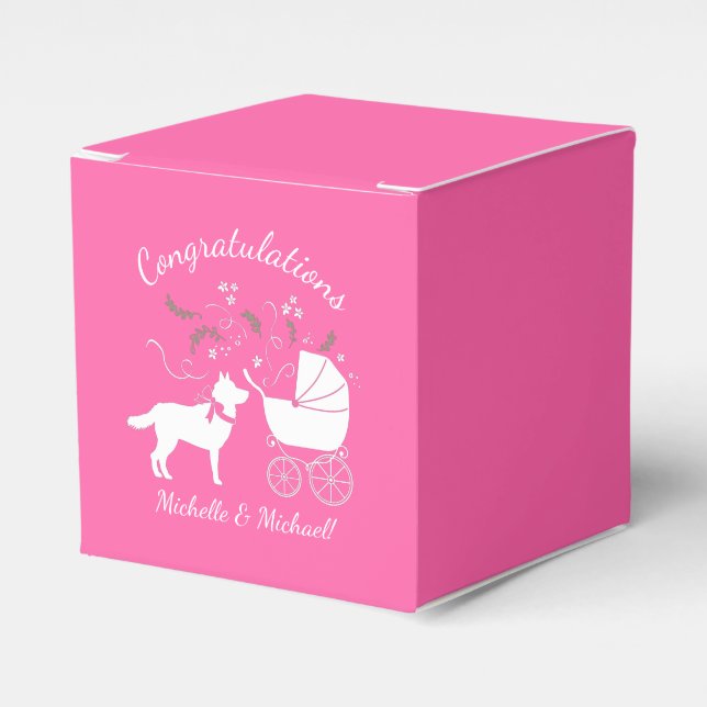Ballotins Sibérie Husky Baby shower Chien Chien Chiot rose C (Verso)