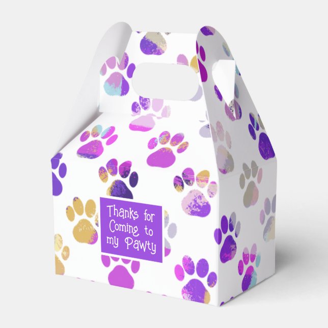 Ballotins Silhouette de patte d'animal en papier violet rose (Verso)