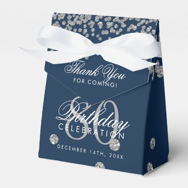 Ballotins Silver Navy Blue 80e anniversaire Merci Confetti (Verso)