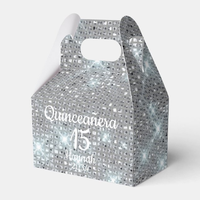 Ballotins Silver Quinceañera fille 15e anniversaire Merci (Verso)