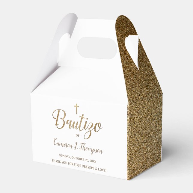 Ballotins Simple Bautizo Gold Croix blanche espagnole merci (Arrière)