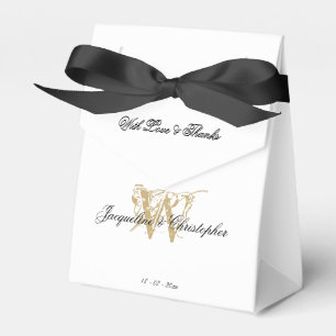 Ballotins Simple Elegant Monogramme Blanc & Gold Chic Mariag