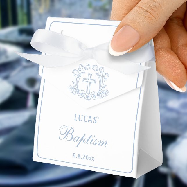 Ballotins Simple Floral Croix Bleue Baptême Petite tente (Créateur téléchargé)