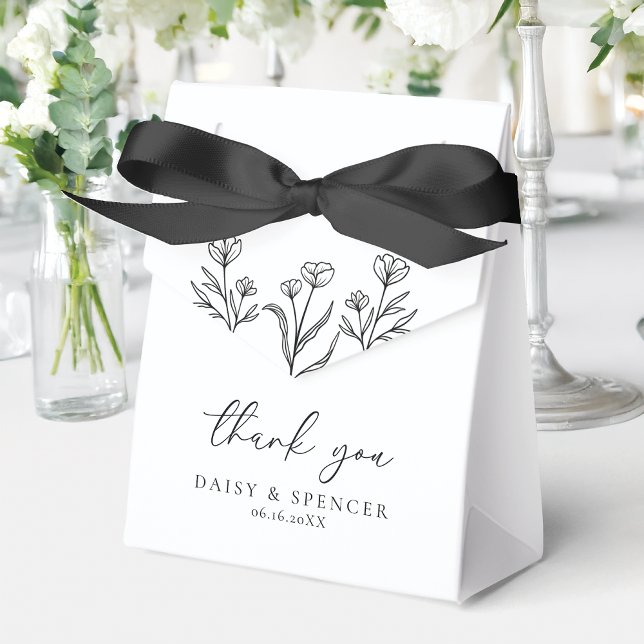 Ballotins Simple Mariage Floral noir et blanc (Créateur téléchargé)