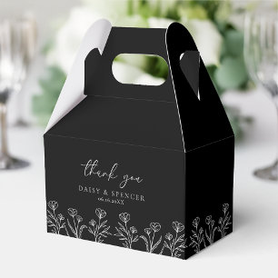 Ballotins Simple Noir Moderne Floral Outline Mariage Gable