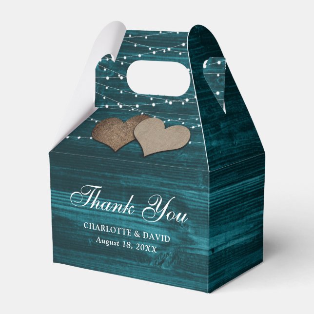 Ballotins Simple Rustique Turquoise Bois de mariage Favor Bo (Verso)