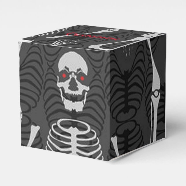 Ballotins Skeletons noir et blanc Halloween Cube Ballotin (Verso)