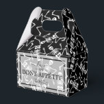 Ballotins Skeletons sur Halloween noir<br><div class="desc">Skeletons sur un arrière - plan noir et votre message en lettrage chic sur le devant,  vous vous amuserez avec des boîtes de faveur gable pour les fêtes d'Halloween,  mariages et plus. CORRESPONDRE des articles dans notre magasin.</div>