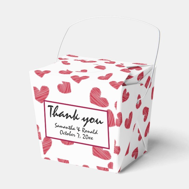 Ballotins Sketchy Red Heart Wedding Favor Box (Verso)