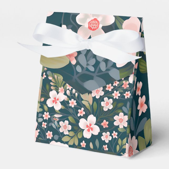 Ballotins Small Tent Favor Box with Ribbon ( Floral Design) (Verso)
