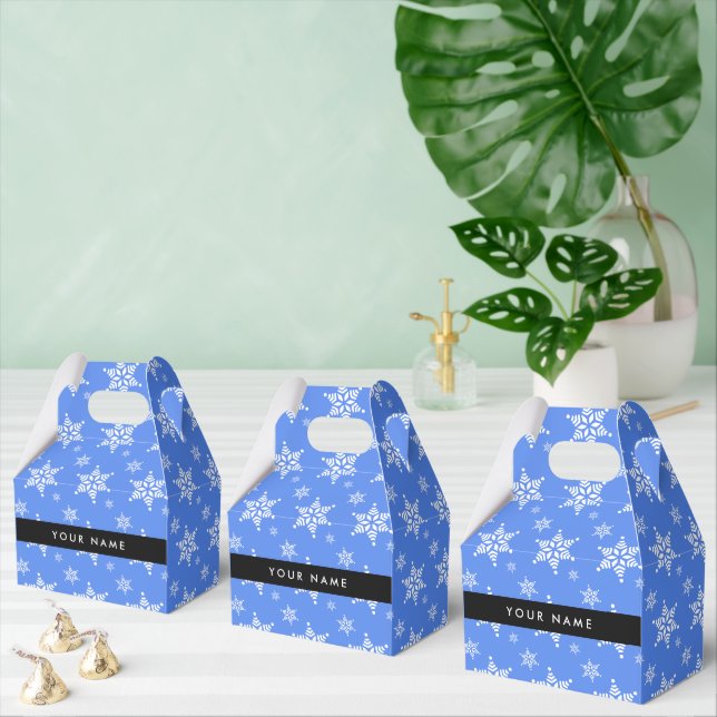 Ballotins Snowflakes blanc, Bleu, Votre nom, Personnaliser (Multiple)