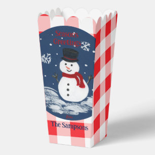 Ballotins Snowman Red Check PERSONNALISER Cookie Popcorn Box