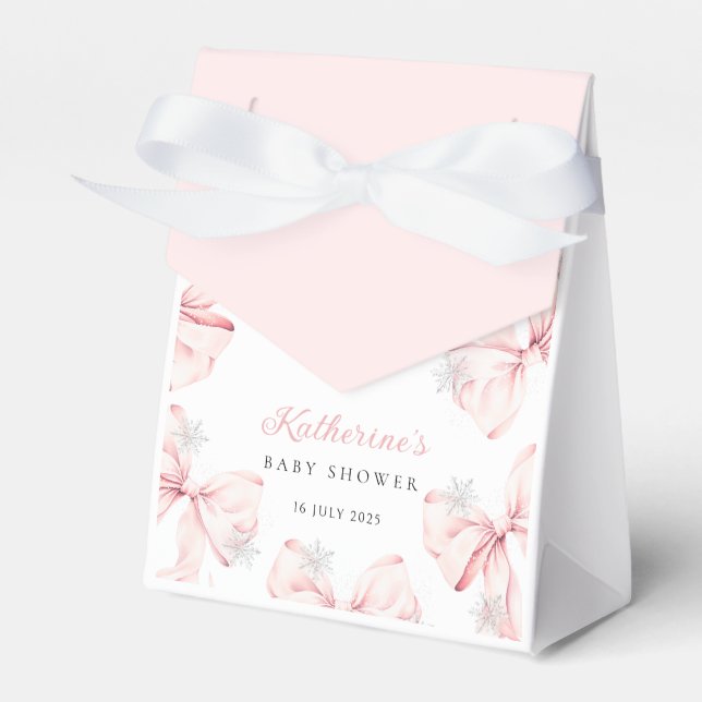 Ballotins Snowy Pink Bow Baby Shower (Verso)