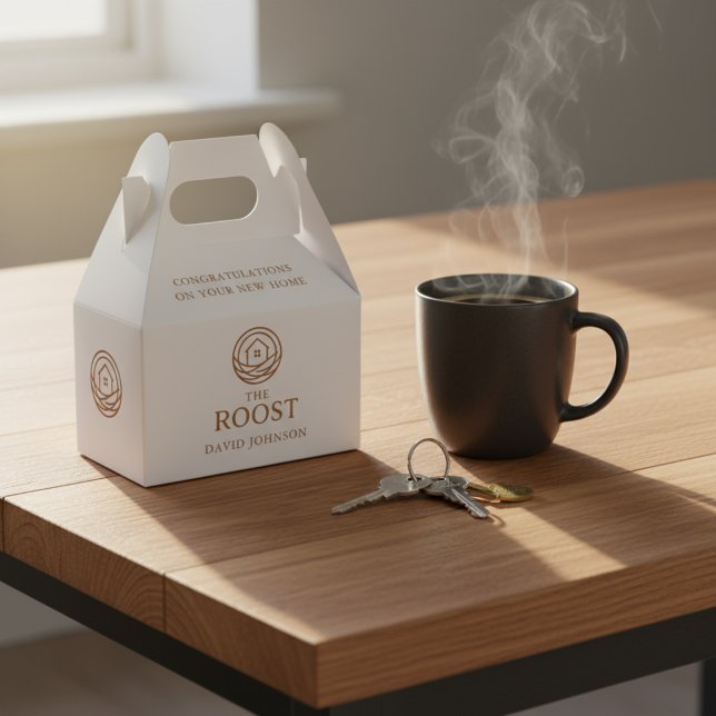 Ballotins Société de logo immobilier pour la pendaison de cr (Real Estate Logo Company Housewarming Favor Boxes)