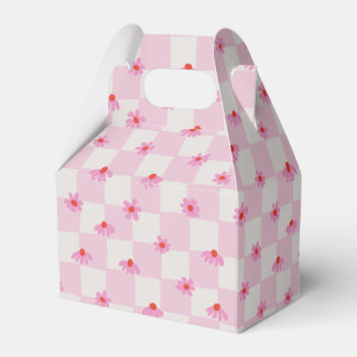 Ballotins Soft Pink Daisy Checkerboard Floral Pattern
