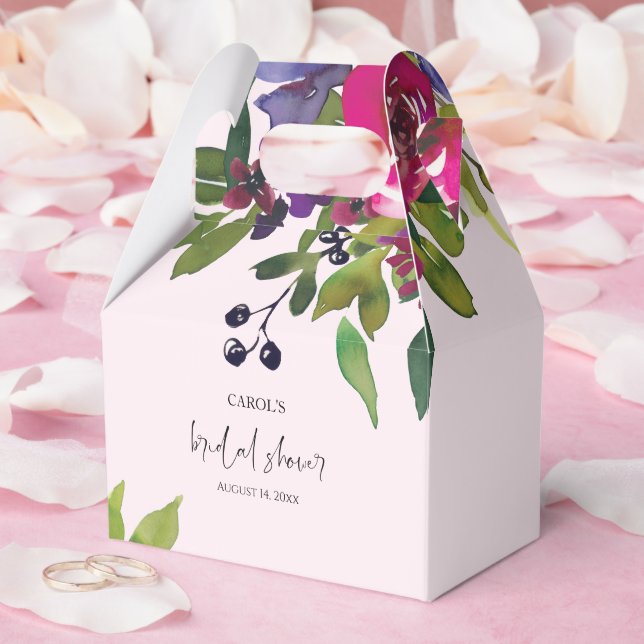 Ballotins Soft Pink Watercolor Floral Favor Box (Mariage)