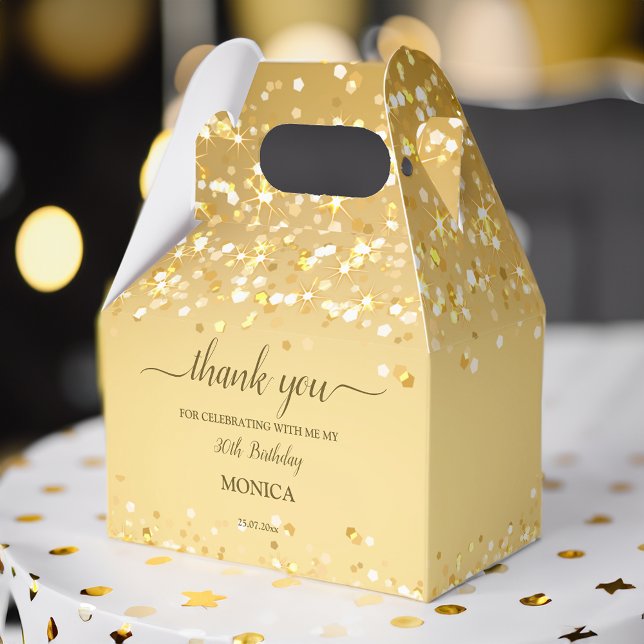 Ballotins Soirée d'anniversaire or élégant minimaliste merci (Gold birthday party elegant minimalist thank you favor box birthday party favors chic favor box)