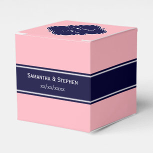 Ballotins Solid Pink, Navy Blue Ribbon Nom Monogram