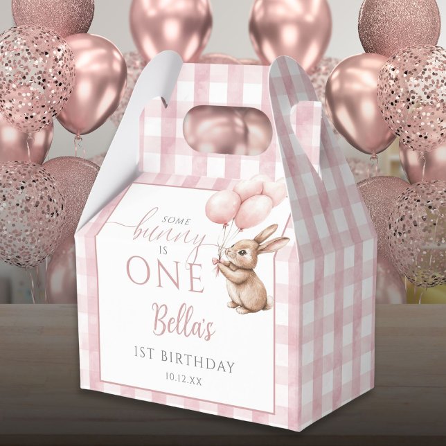 Ballotins Some Bunny Is One Ballons Roses 1er Anniversaire (Some Bunny Is One Pink Balloons 1st Birthday Favor Boxes)