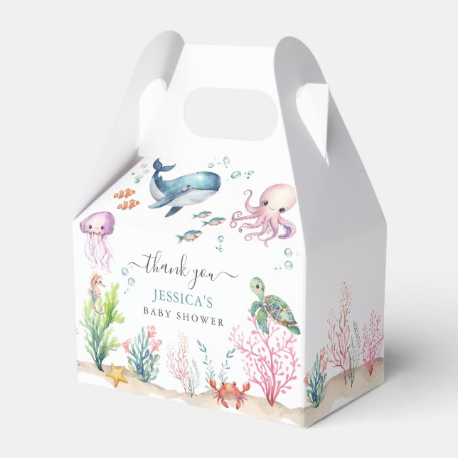 Ballotins Sous l'Aquarelle de la mer Baby shower d'animaux m (Verso)